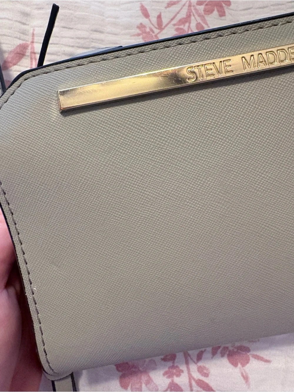 Michael Kors Light Gray Crossbody with Gold Accent
